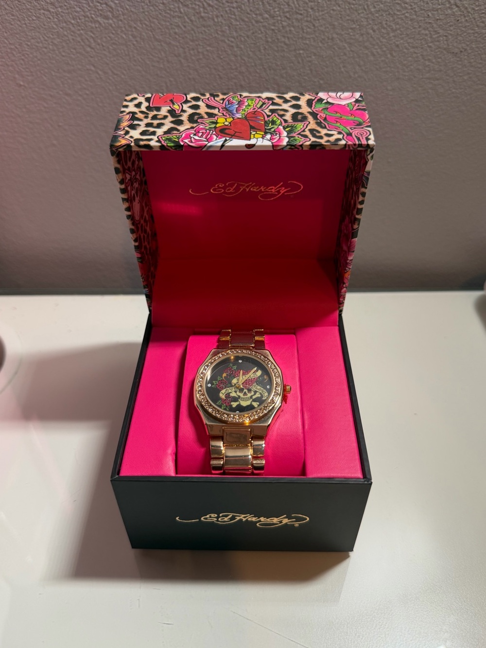 Ed Hardy rhinestone watch